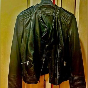 Wilsons Leather Black Quilted Shoulder Moto-Style Jacket